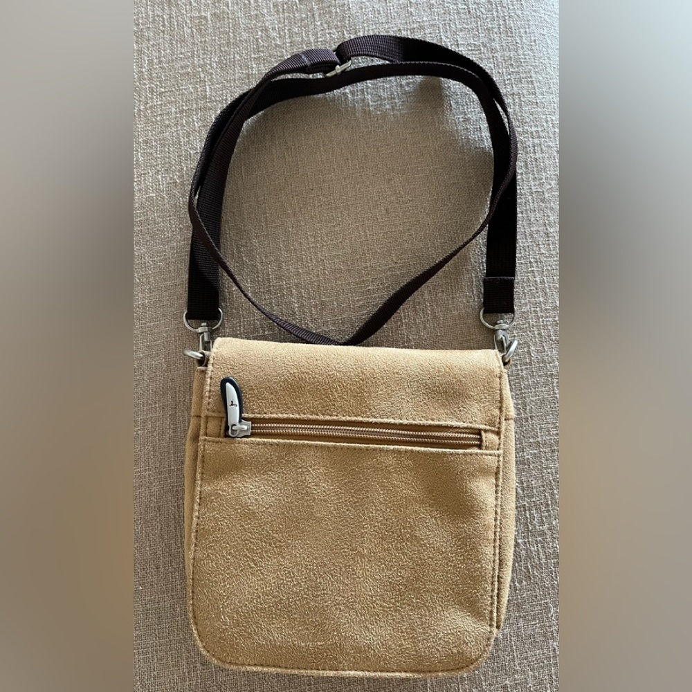 Travelon Tan MicroSuede Crossbody bag/purse (W2)